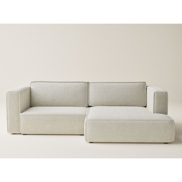 Kreminės spalvos sulankstoma/su sandėliavimo vieta kampinė sofa iš šenilinio audinio (su dešiniuoju kampu/su gultu) Velto – Maison de Rêve-image-2