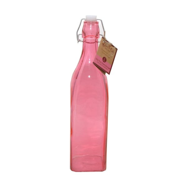 "Kilner" 1000 ml butelis su spaustuku, rožinės spalvos