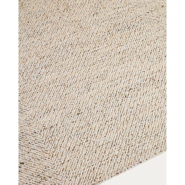 Rankų darbo kreminės spalvos iš vilnos kilimas 160x230 cm Lenuo – Kave Home-image-2