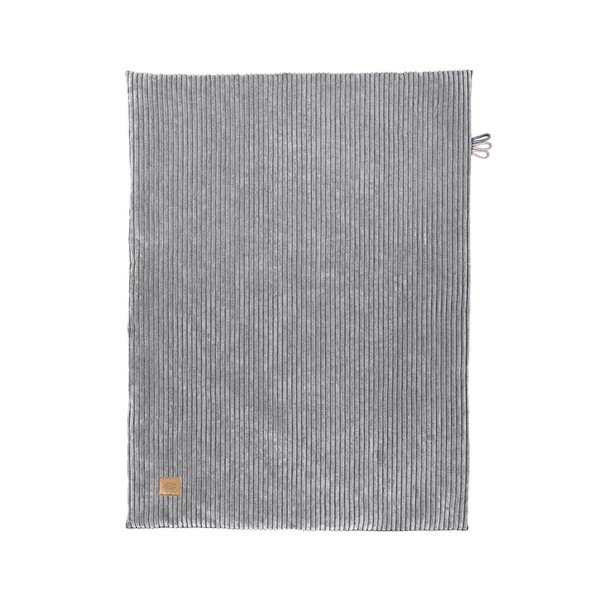 Pilkos spalvos iš kordinio velveto vaikiškas pledas 100x77 cm – Meowbaby