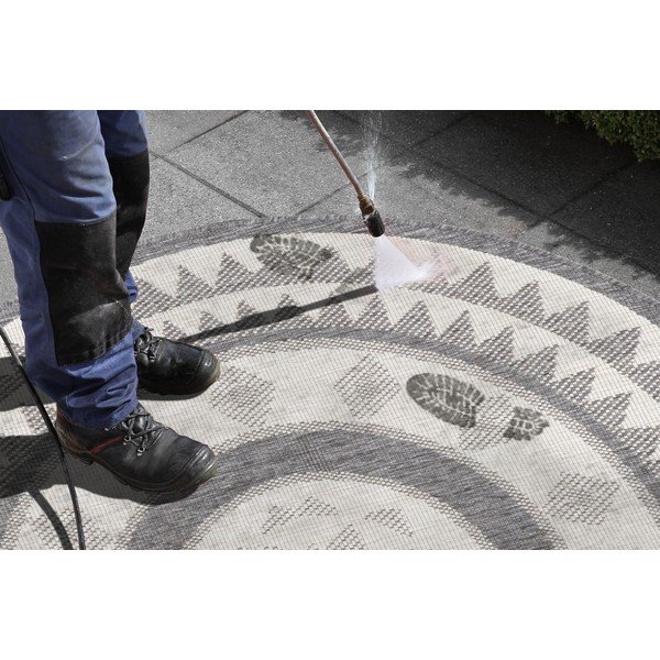 Pilkos ir kreminės spalvos lauko kilimas NORTHRUGS Jamaica, ⌀ 140 cm-image-1