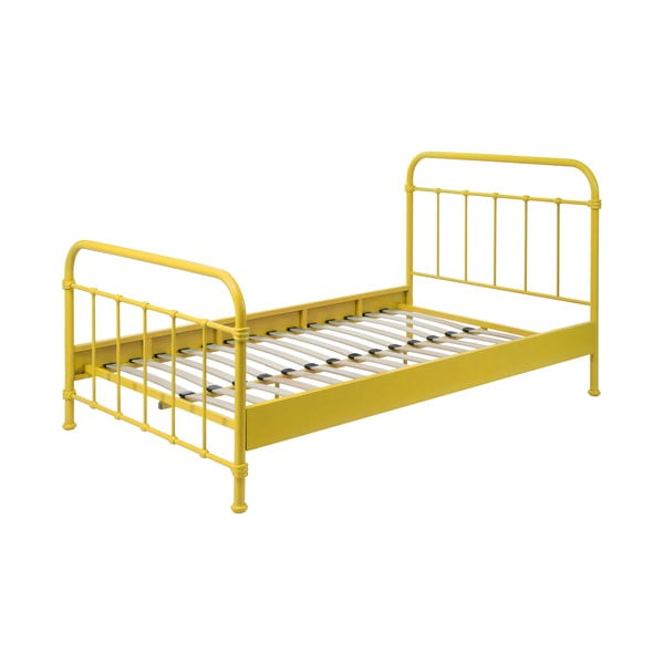 Geltonos spalvos metalinė vaikiška lova Vipack New York, 120 x 200 cm