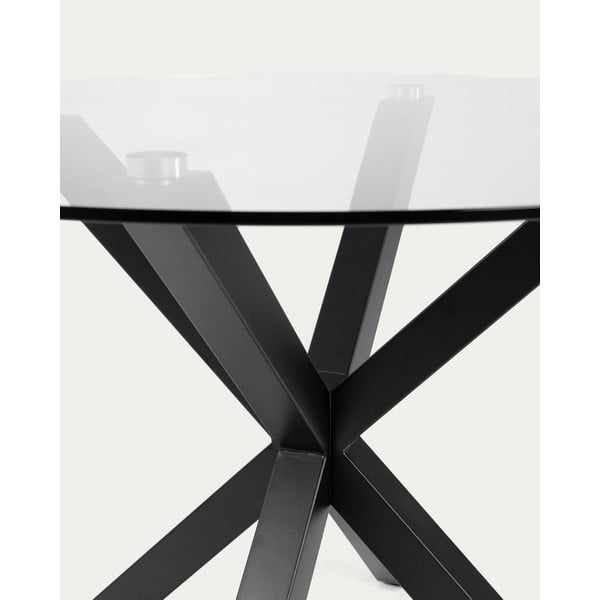 Juodos spalvos apvalios formos kavos staliukas su stikliniu stalviršiu ø 82 cm Argo – Kave Home-image-3