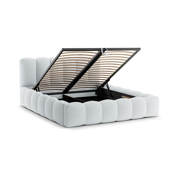 Dvigulė lova šviesiai pilkos spalvos audiniu dengta su sandėliavimo vieta su lovos grotelėmis 180x200 cm Lupine – Micadoni -image-2