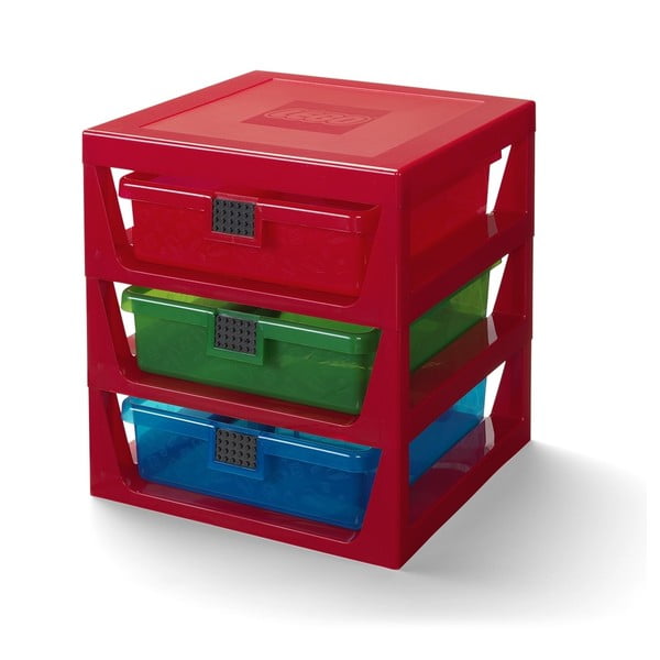 Raudonas 3 stalčių LEGO® organizatorius