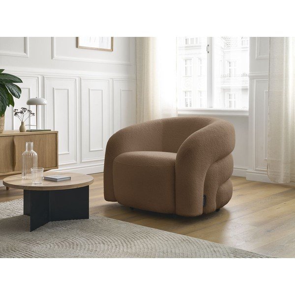 Rudos spalvos pasukamas krėslas iš boucle Elina – Bobochic Paris-image-1