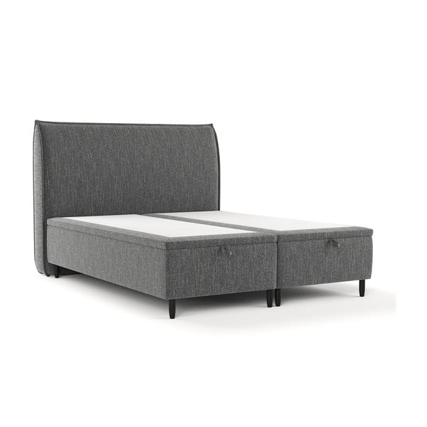 Dvigulė lova pilkos spalvos audiniu dengta su sandėliavimo vieta 140x200 cm Pearl – Maison de Rêve