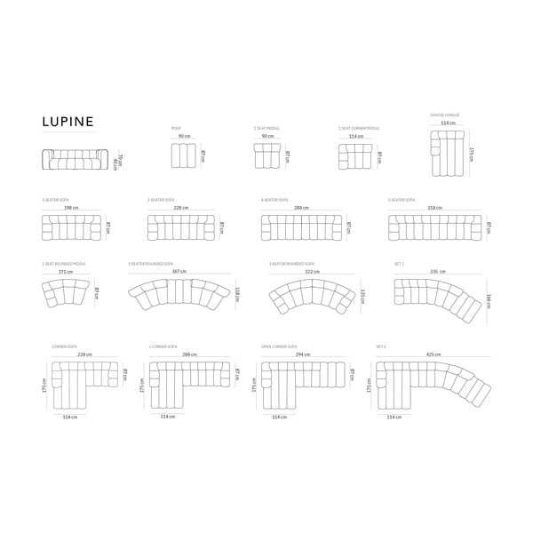 Modulinė taburetė juodos spalvos/antracito spalvos Lupine – Micadoni Home-image-4