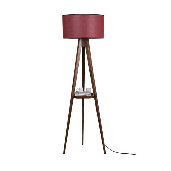 Pastatomas šviestuvas raudonos spalvos/rudos spalvos (aukštis 153 cm) su tekstiliniu gaubtu Sehbalı Tripod – Opviq lights