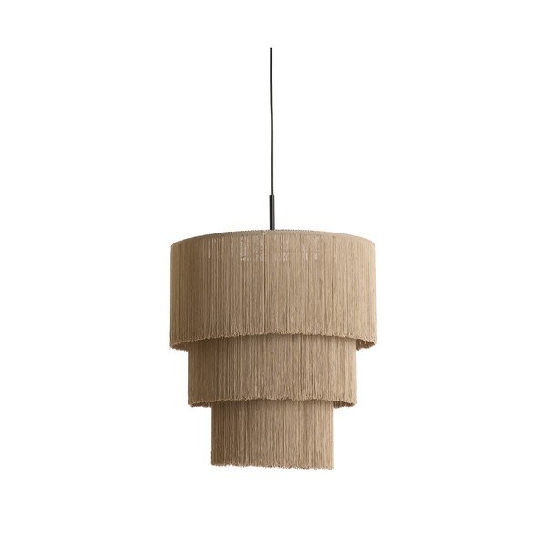 Taupe spalvos kabantis šviestuvas ø 10 cm su tekstiliniu gaubtu Malaika – Light & Living