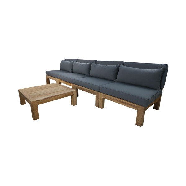 Pilkas sodo poilsio komplektas iš tikmedžio medienos 4 asmenims Aruba - HSM collection-image-1