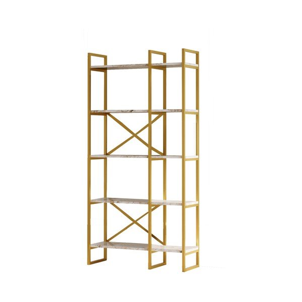 Pastatoma lentyna baltos spalvos/auksinės spalvos su marmuro dekoru 87,5x175 cm Monica – Kalune Design