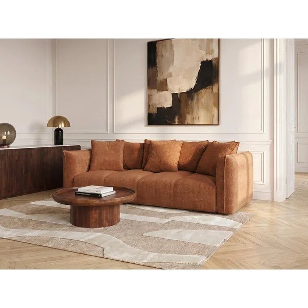Oranžinės spalvos sofa iš šenilinio audinio Harlem – Bobochic Paris-image-3