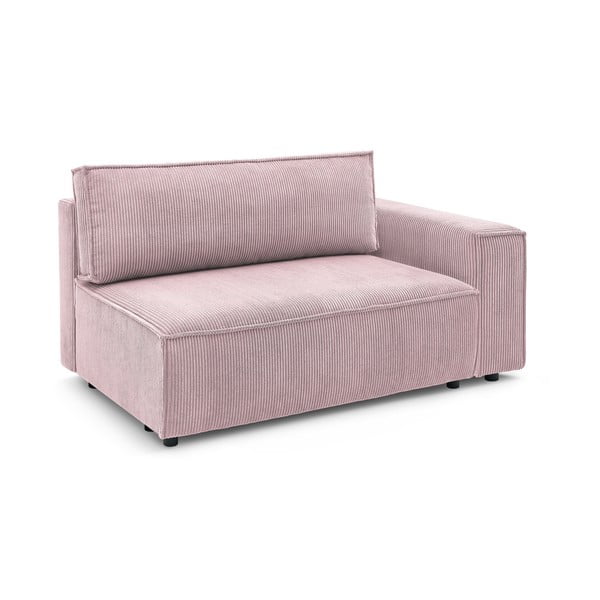 Modulinė sofa šviesiai rožinės spalvos iš kordinio velveto (su dešiniuoju kampu) Nihad modular – Bobochic Paris