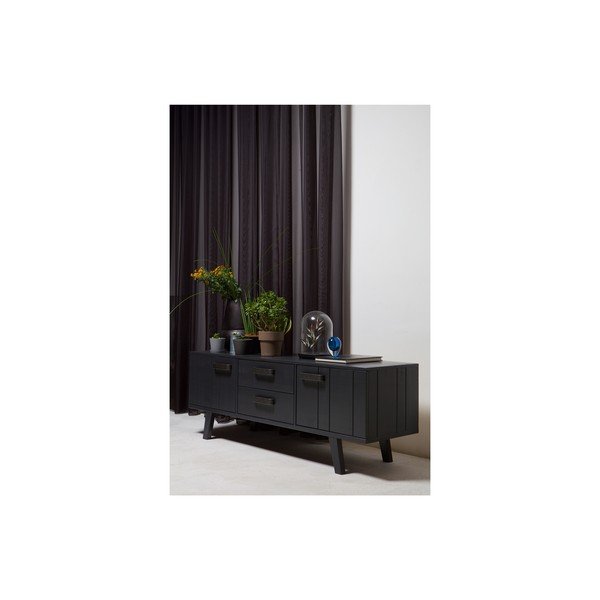 TV spintelė iš pušies masyvo juodos spalvos 150x55 cm Watch – De Eekhoorn-image-2