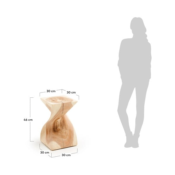 Šoninis stalas iš masyvios munggur medienos 30x30 cm Hakon – Kave Home-image-4
