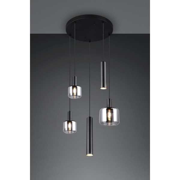 Kabantis šviestuvas juodos spalvos ø 40 cm su metaliniu gaubtu/su stiklo gaubtu Mataro – Trio-image-3