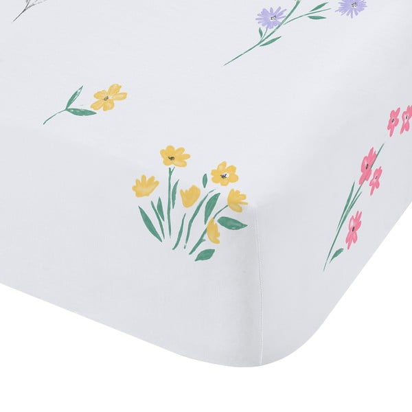 Baltos spalvos viengulė vaikų patalynė su guma 90x190 cm Bunny Tails Ditsy Flowers – Catherine Lansfield