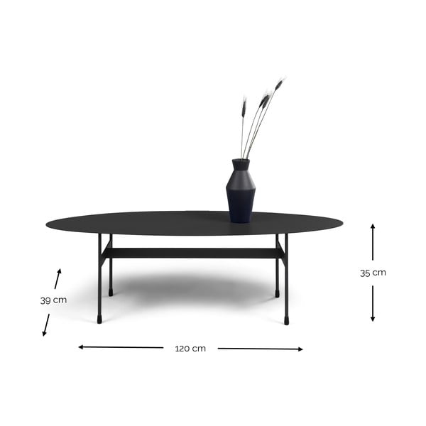 Juodos spalvos iš metalo kavos staliukas 39x120 cm Mira – Spinder Design-image-4