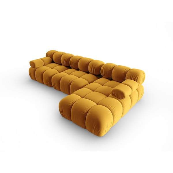 Sofa geltonos spalvos iš velveto 285 cm Bellis – Micadoni Home-image-4