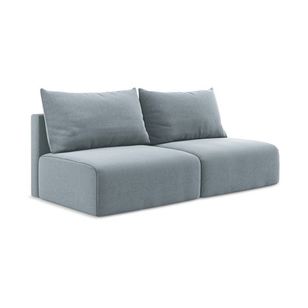 Mėlynos spalvos sulankstoma/su sandėliavimo vieta sofa iš velveto 216 cm Kalena – Makamii-image-2