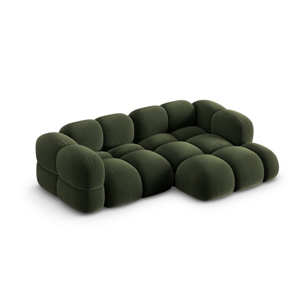 Žalios spalvos iš velveto kampinė sofa (su dešiniuoju kampu/su gultu) Loretto – Cosmopolitan Design-image-3