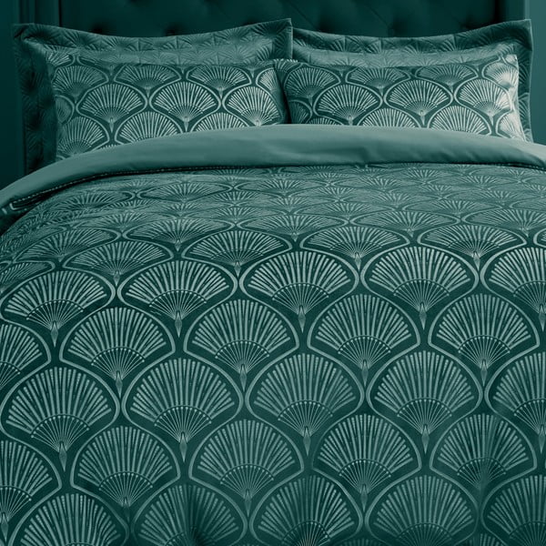 Dvigulė patalynė žalios spalvos 200x200 cm Art Deco Pearl – Catherine Lansfield-image-4