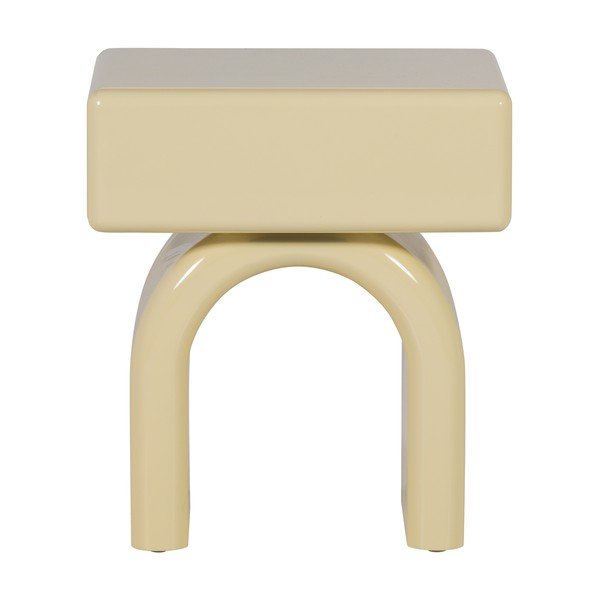 Šviesiai geltonos spalvos blizgus naktinis staliukas Zorel – WOOOD