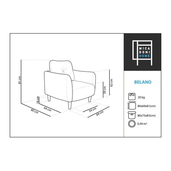 Mėlynas fotelis Micadoni Home Belano-image-2
