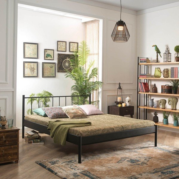 Juoda metalinė dvigulė lova su grotelėmis 160x200 cm Falez - Kalune Design-image-4