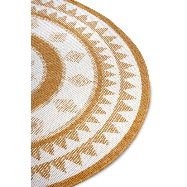 Apvalios formos lauko kilimas ochros spalvos/baltos spalvos ø 140 cm Jamaica – NORTHRUGS-image-4