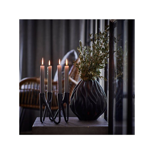 Juoda porcelianinė vaza Morsø Flame, aukštis 23 cm-image-1