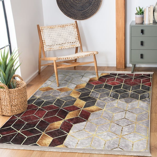 Skalbiamas kilimas bordo spalvos/pilkos spalvos 160x230 cm – Mila Home-image-2