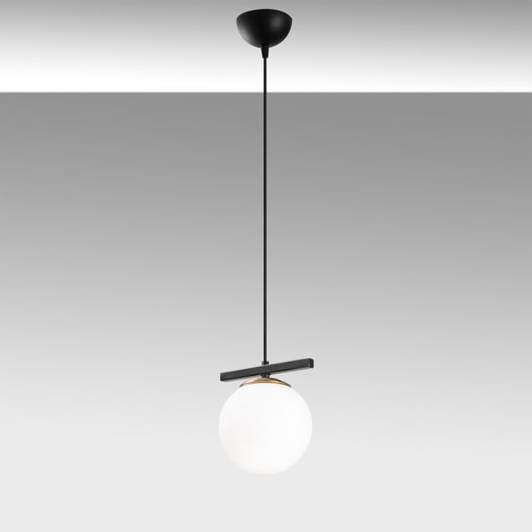 Baltos spalvos/juodos spalvos kabantis šviestuvas ø 15 cm su stiklo gaubtu Üzüm – Opviq lights-image-1