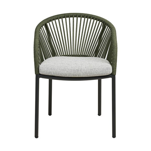 Žalios spalvos metalinė/paminkštinto audinio sodo kėdė Novella – House Nordic-image-2