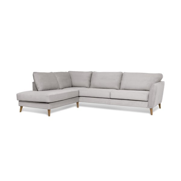 Iš kordinio velveto kampinė sofa šviesiai pilkos spalvos (su kairiuoju kampu) Paris – Scandic-image-2