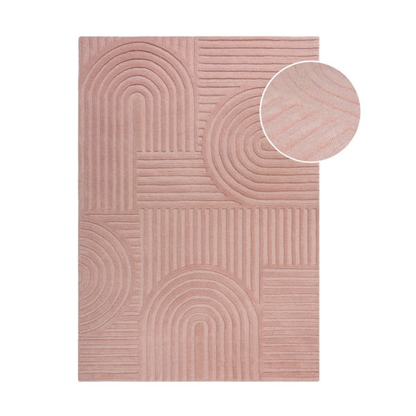 Rožinės spalvos vilnonis kilimas Flair Rugs Zen Garden, 160 x 230 cm