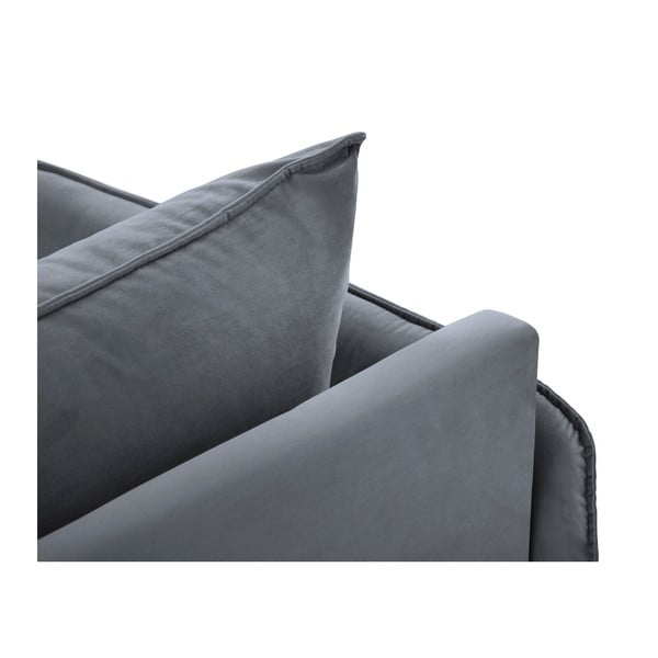 Pilkas aksominis poilsio krėslas Cosmopolitan Design Vienna, kairysis kampas-image-3