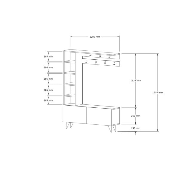 Natūralios spalvos riešutmedžio dekoro prieškambario komplektas Hale - Kalune Design-image-3