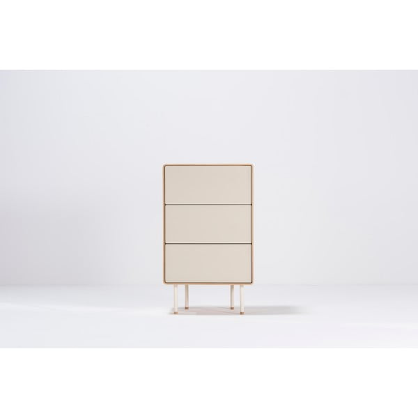 Iš ąžuolo masyvo aukšta šoninė spintelė baltos spalvos/natūralios spalvos 60x100 cm Fina – Gazzda-image-4