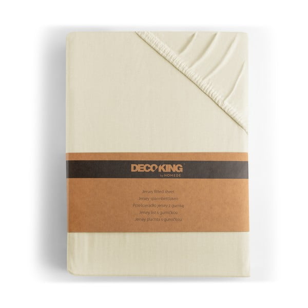 Smėlio spalvos iš Jersey audinio paklodė su guma 90x200 cm Amber – Restilo-image-4