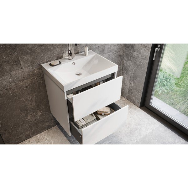 Baltos spalvos matinis pakabinama spintelė po kriaukle 61x65 cm Bodera – Germania-image-1
