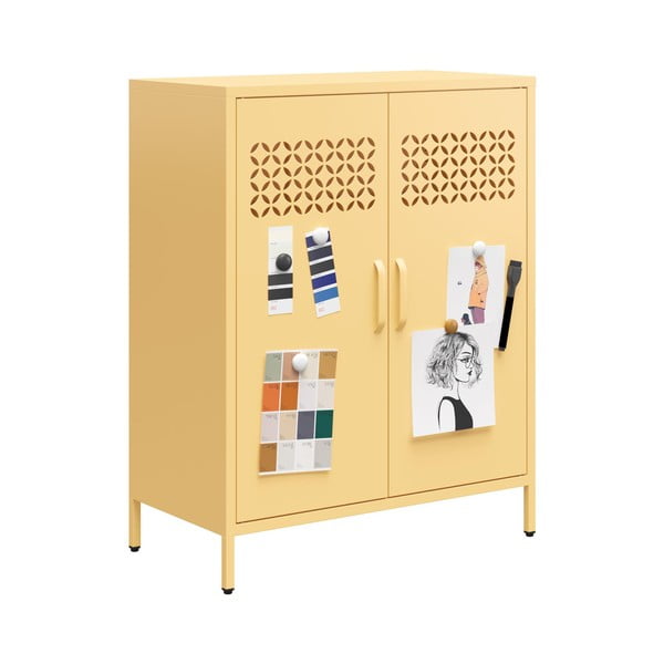 Iš metalo spintelė geltonos spalvos 80x102x40 cm Annie – Støraa-image-4