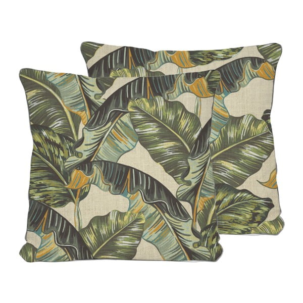 Išverčiamas užvalkalas ant pagalvės su lino Madre Selva Bananų palmės užvalkalu, 45 x 45 cm