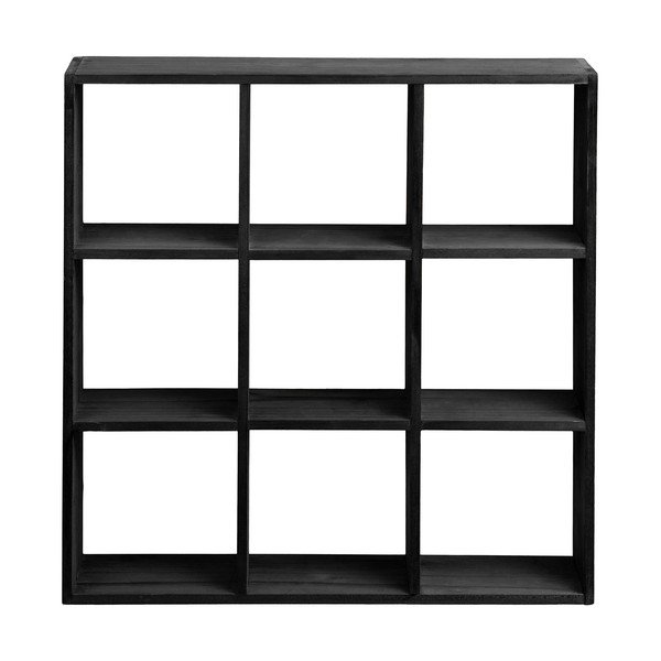 Juodos spalvos iš pušies masyvo kelių aukštų sieninė lentyna 46 cm Moss – House Nordic-image-3
