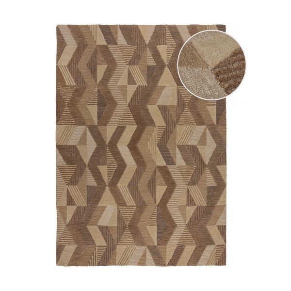 Rankų darbo iš vilnos kilimas rudos spalvos 200x290 cm Moda Asher – Flair Rugs
