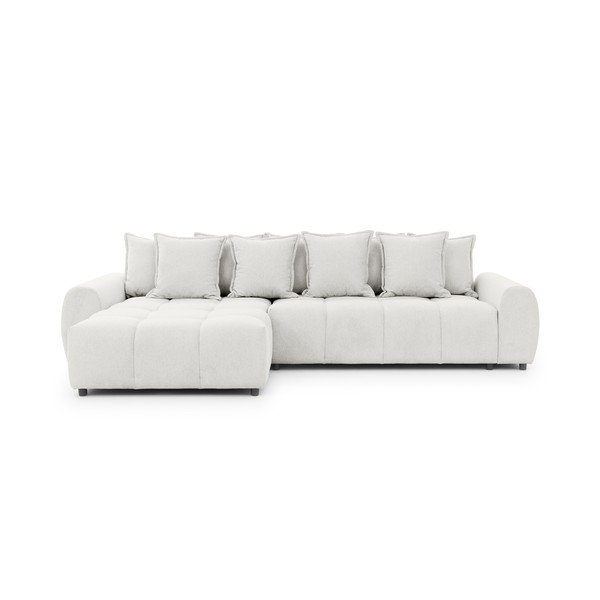 Baltos spalvos kampinė sofa (su kairiuoju kampu/su gultu) Albane  – Ropez