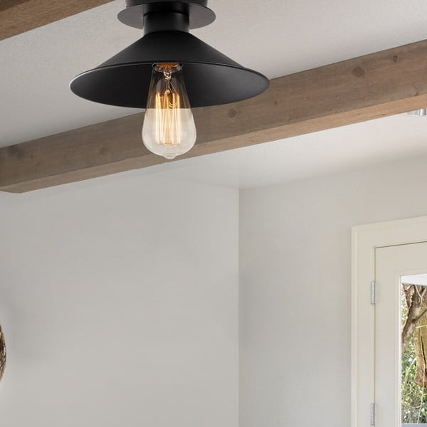 Juodos spalvos lubinis šviestuvas ø 24 cm su metaliniu gaubtu Berceste – Opviq lights-image-1