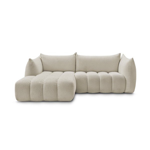 Smėlio spalvos kampinė sofa iš boucle (su kairiuoju kampu/su gultu) Azra – Bobochic Paris