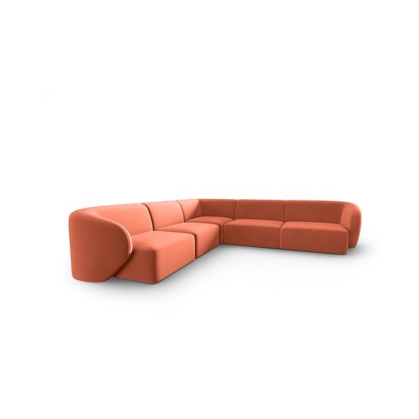 Rožinės spalvos iš velveto kampinė sofa Paolo – Milo Casa